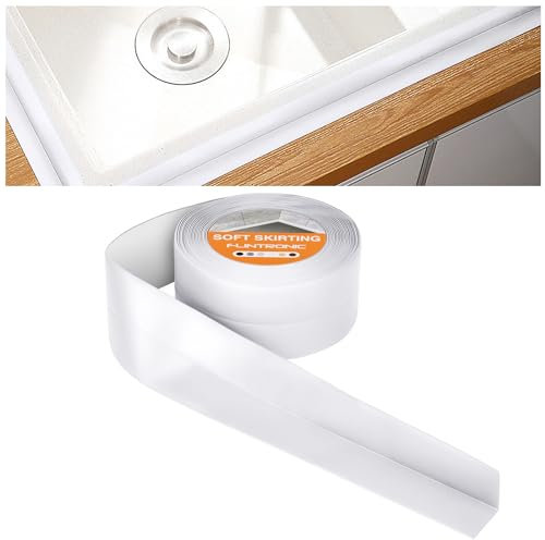 flintronic Sigillante Impermeabile, 10m/54mm Battiscopa Morbido PVC Sigillante Autoadesivo Nastro, Impermeabile, Antiolio e Antimuffa Utilizzato per Piastrelle da Cucina/Bagno, ecc