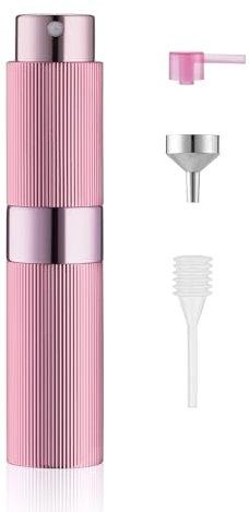 Toureal Parfum Zerstäuber für unterwegs - Reise Parfüm Abfüller für Urlaub - Mini Perfume Travel Bottle Atomizer - Parfümzerstäuber Nachfüllbar Leer und Kleine Parfüm flaschen zum Befüllen Rosa 8ml