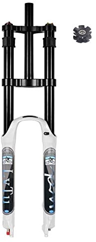 LvTu 26 27,5 29 Pouces DH Vélo de Montagne Fourche Suspendue Voyage 180mm Une Descente Fourches VTT Air Ajustement du Rebond Double Épaule avec Fonction de Verrouillage Blanc (Size : 27.5 inch)