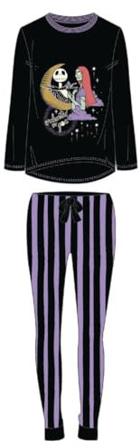CERDÁ LIFE'S LITTLE MOMENTS Pigiama Invernale da Incubo Prima di Natale Pajama Set, Viola e Nero, X-Small Unisex-Adulto