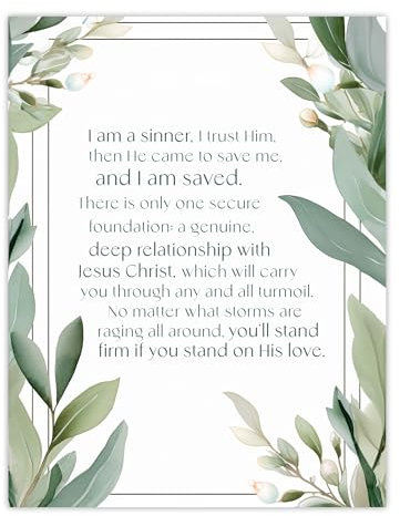 Artery8 I am a Sinner Charles Spurgeon Quote Jesus Christ Christian Bible Faith God Verse Revelations Green Flowers Artwork Unframed Wall Art Print Poster Home Decor Premium