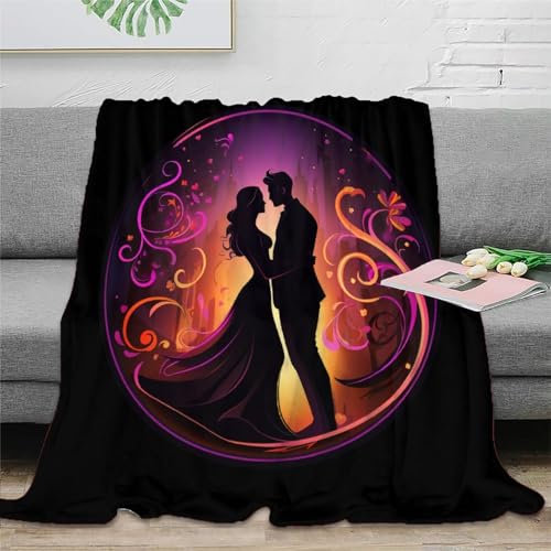 Hochzeit Jahrestag Flanelldecke Karikatur Decke Couch Bett Sofa Fleecedecke Soft Fuzzy Warm Cozy Fleece Decke Dekorativ Wohnzimmer 40x50inch(100x130cm)