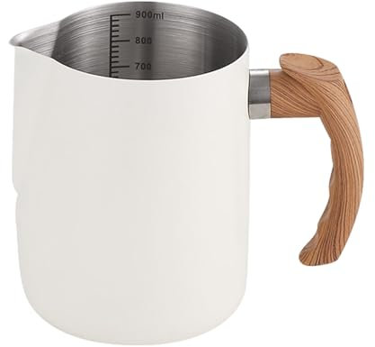 CUSROS Milk Frother Pitcher Anti-fouling Frothing 600ml/1000ml Latte Art Cup Stainless Steel Jug Thickened Espresso with Handle for White 600ML