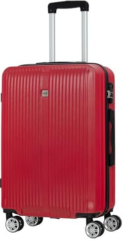NOWI Hartschalen-Koffer Trolley Rollkoffer Reisekoffer Handgepäck 8 Rollen (M-L-XL-Set) (Rot, L)