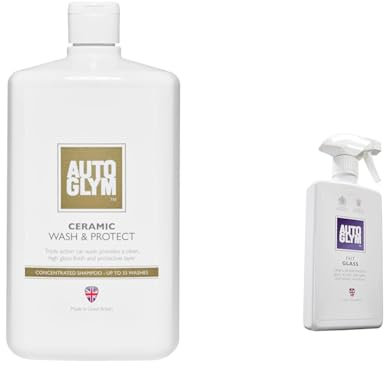 Autoglym Ceramic Wash and Protect, 1 Litre – Triple Action Ceramic Car Shampoo, pH Neutral & Fast Glass, 500ml - Car Window Cleaner for Windscreen, Windshield, Window Cleaning