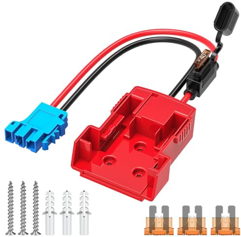 Power Wheels Adapter for Milwaukee Battery Adapter, for Peg-Perego Ride-on Toy 18V Power Wheels Battery Conversion Upgrade Kit with Fuse Holder, Wire Harness Connector and 3 PCS 40Amp Fuses