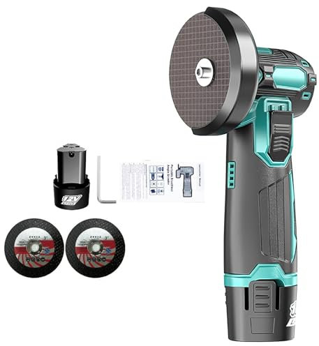 ﻿ ﻿ ﻿ Mini Akku-Winkelschleifer 76mm 12V 2 Akkus Bürstenloser Motor Akku Mini Leistungsstarker Trennschleifer 19500r/min 500W Mini Akkuflex Trennscheiben,stark und robust (1 Akku 1 Ladegerät)