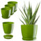 KADAX Lot de Pots Avec Soucoupe - Bac à Fleurs Rond en Plastique Pour l'Intérieur et Plantes d'Intérieur, Pot à Herbes Aromatiques (Set 3 : 23 cm, Vert)