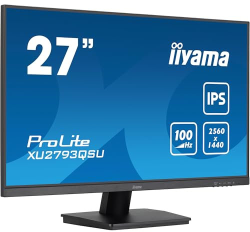 iiyama XU2793QSU-B7 27 inch IPS LCD Slim Bezel, 100Hz,1ms, AdaptiveSync, 2560x1440, HDMI/DP, TCO Certified, USB 3.2 Hub