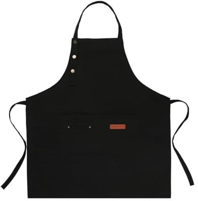 Xthrotsenk Kochschürze für Herren Damen Wasserdicht Kochschürze mit 2 Große Tasche Verstellbare Grillschürze Segeltuchschürze für Küche Restaurant Backen Malen Garten (Schwarz)