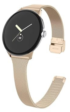 EMAIGlPO Milanaise-Armband, passend for Google Pixel Watch 2 1, Metallband, Edelstahlarmband, lückenloses Mesh-Armband, passend for Google Pixel Watch(Vintage gold)