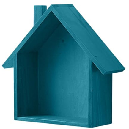 Sileduove Holzrahmen Haus, Holz Kleines Haus Wohnzimmer Kinderzimmer Größe, Holzbox, Regalbox Hausform, Wandregal Wanddekoration(Blue)
