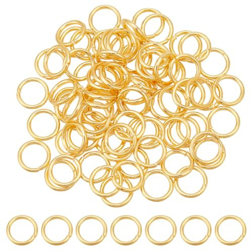 HOBBIESAY 80 Stück Goldene Biegeringe 7mm Offener Biegering Aus Edelstahl 18 Karat Vergoldete Biegeringe Ungelötete Ringverbinder Kleiner Spaltring Schmuckherstellungszubehör Für Heimwerkerarbeiten