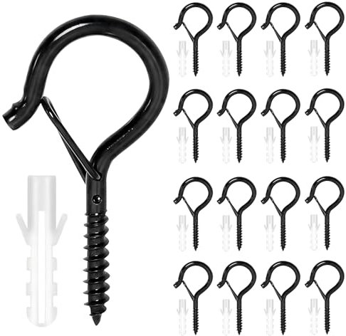 Zydiwo 30 Pezzi Ganci a Soffitto a Vite in Metallo Gancio per Viti con Fusibile per Piante Sospese Decorazione delle Lampade Anghio Cornice Foto (Nero)