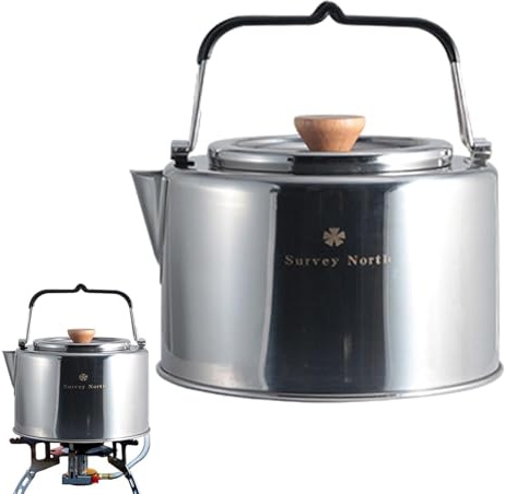 Bollitore da campeggio compatibile con Bonfire, caffettiera da tè da campo, bollitore in alluminio resistente al calore per campeggio, bollitore da tè da campeggio, bollitore da campeggio 1 l per tè