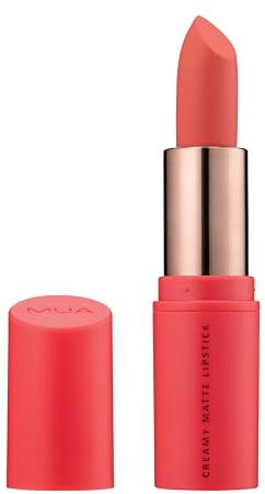 MUA Creamy Matte Lipstick, Highly Pigmented, Love Letter (Pack of 1) | Coral Pink Shade, Creamy Matte Texture, Versatile for All Skin Tones, Vegan & Cruelty Free