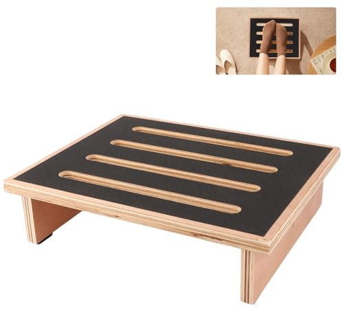YAYODS Taburete de madera – 40 x 32 x 10,5 cm – Reposapiés de madera – Escalón de hasta 200 kg – Taburete para adultos con revestimiento de goma antideslizante – Step Stool – Escalera de madera