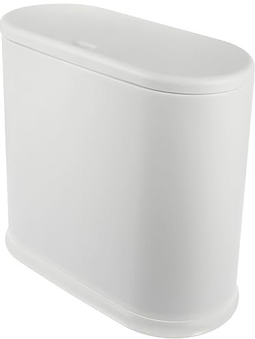 FONDOTIN Poubelle Plastique à Couvercle à Pression Bac à Déchets Étroit Pour Salle De Bain Chambre Bureau Et Cuisine Design Moderne Et Polyvalent