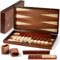 Handgefertigtes Backgammon-Set aus Holz, 40,6 x 38,9 cm, übergroße Teile, aufwendige Schnitzereien, Premium-Reise-Spielbrett für Erwachsene und Kinder