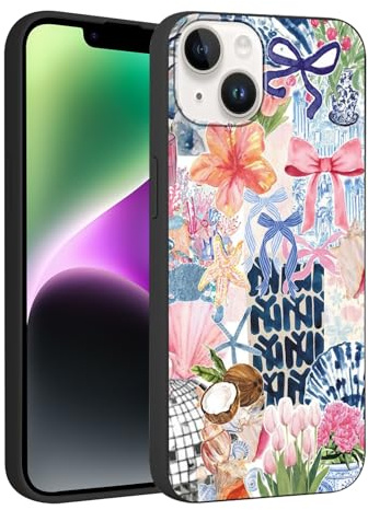 Knrlqim Handyhülle für iPhone 14 / iPhone 13 Hülle 6.1, Aesthetic Muster Design Weiche TPU Silikon Ultra Dünn Schutzhülle Kratzfeste Stoßfest Bumper Case für Mädchen, Mehrfarbige Collage