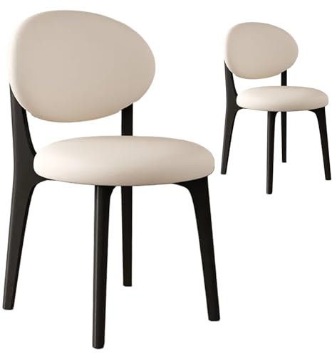 JS Ellie 2er Set Esszimmerstühle,Skandinavische Küchenstühle,Massivholz,Retro Design,Eleganter Küchenstuhl,Polsterstuhl,minimalistisch pflegeleicht,für Esszimmer, Wohnzimmer, Schlafzimmer, Beige