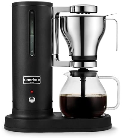 aarke Filterkaffeemaschine – Elektrische Kaffeemaschine, Glaskaraffe, Warmhaltefunktion, 10-Tassen-Kapazität,1.25L, Modernes Design, Kaffeezubereiter für Filterkaffee, ECBC-zertifiziert. Mattschwarz