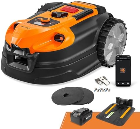 LawnMaster OcuMow®18 KI-Mähroboter ohne Begrenzungskabel für bis 800 m², optische Vision-Navigation, intelligente Hinderniserkennung, automatische Ladestation, virtuelle Sperrzonen, WLAN Bluetooth App
