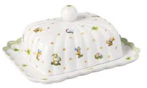 Villeroy & Boch - Easter Delight Butterdose Grün, Ostern Butterbehälter, Oster Butteraufbewahrung, Keramik Butterdose mit Deckel fürs Frühstück, Premium Porzellan