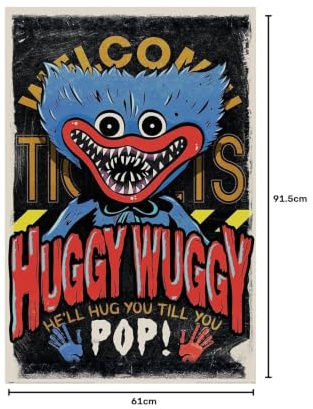 Grindstore Poppy Playtime Huggy Wuggy Maxi-Poster, laminiert, großer Wandkunstdruck, Wanddekoration, Heimbüro, Klassenzimmer, Dekoration, Geschenkidee, dekorativer Druck, 91,5 x 61 cm