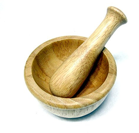 New Mini Wooden Mortar & Pestle Grinding Bowl Set Garlic Crush Pot Kitchen Tool