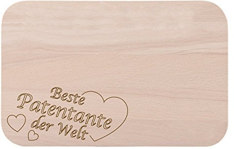 Frühstücksbrettchen/Frühstücksbrett mit Gravur Beste Patentante der Welt als Geschenk - aus Holz - Geschenkidee ideal zum Geburtstag oder zu Weihnachten