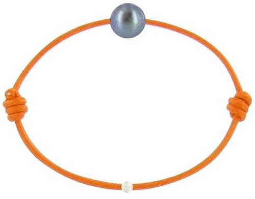 LES POULETTES BIJOUX - Bracelet La Perle de Culture Noire des Poulettes - Classics - Orange