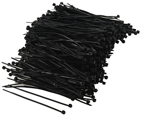 Rienar 1000Pcs Cable Tie Plastic Zip Fasten Wrap 80mm x 2mm(Black)