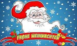 FRIP - Versand Weihnachtsmann mit Banner Schrift Frohe Weihnachten Modell 2013 Fahne Flagge Grösse 1,50x0,90m