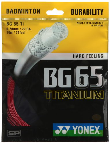 Yonex BG 65 Titan Badmintonsträngar, 0,70 mm (röd)