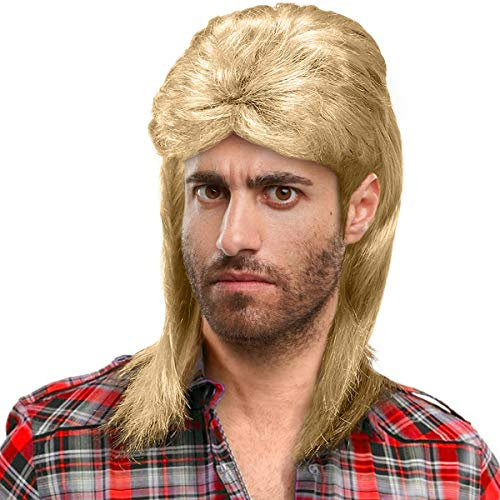 Vokuhila Perücke Proll Wig | Motto Bad Taste Party | für Ihr Faschings-Karneval Kostuem (Vokuhila hellblond)