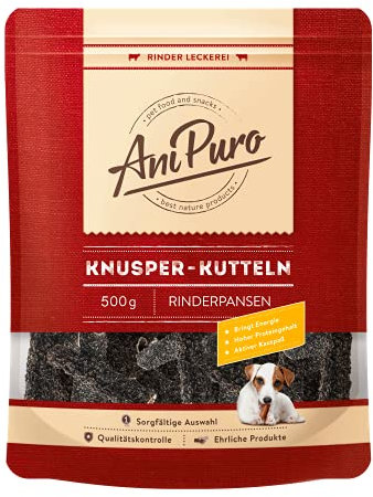 AniPuro 500g Knusper-Kutteln, Snacks aus Rinderpansen, hochwertig und getreidefrei, Leckerli mit hohem Proteingehalt, für große und kleine Hunde