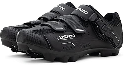 Tommaso Montagna 200 Men's Mountain Bike MTB Spin Cycling Shoe with Buckle Compatible with SPD Cleats Black - 47