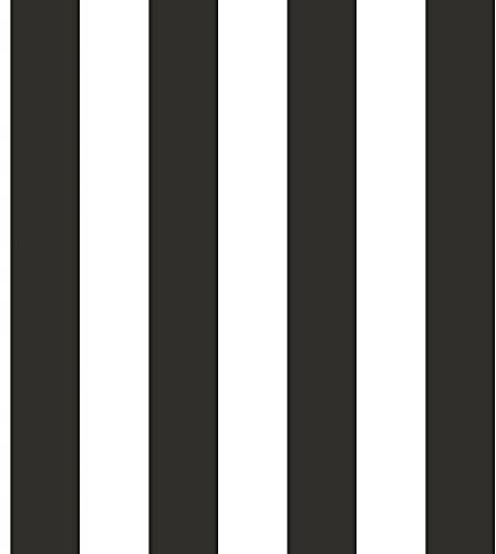 Galerie G67521 Smart Stripes 2, Two Colour Stripes Design Wallpaper, Black/White, 10m x 53cm
