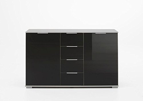 Wimex Kommode/ Kombikommode Easy Plus, (B/H/T) 83 x 41 x 130 cm, Weiß/ Absetzung Glas Schwarz