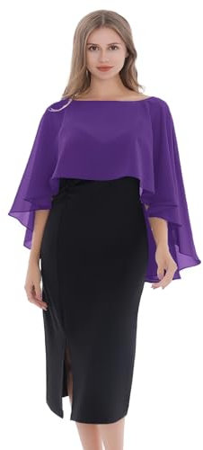Baoqiya Hochzeits-Umhang für Damen, weicher Chiffon-Umhang für Abendkleider - Violett - Einheitsgröße