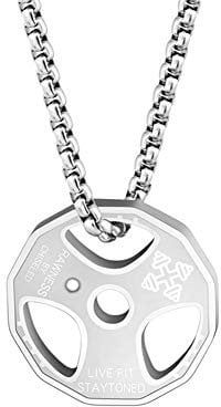 AILUOR Männer Frauen Hantel Anhänger Halskette, Edelstahl Hantel Anhänger Sport Hantel Gewichtheber Hantel Kette Schmuck (Silber)