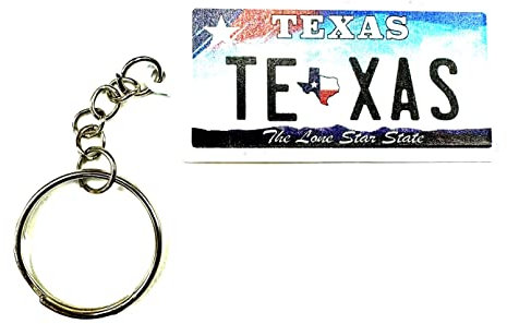 Schlüsselanhänger mit Texas-Kennzeichen aus Aluminium, ultradünn, rechteckig, Souvenir, 6,3 x 3,2 x 0,2 cm