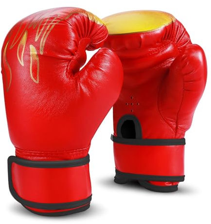 Guantes de Boxeo Flexzion para Ni�os de 3 a 8 A�os, 4 oz Rojo Fuego Guantes de Boxeo para J�Venes Guantes de Golpeo para Ni�os Guantes de Entrenamiento de Sparring para Bolsa de Golpeo