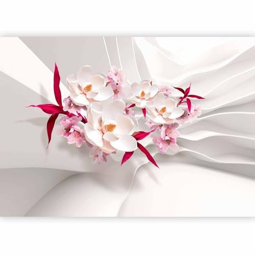 murando - Papier peint panoramique nature 350x256 cm - Revêtement mural décoration salon - Design moderne - Beige rose gris rouge - Abstraction bouquet fleurs plantes modernes fond b-C-0586-a-a