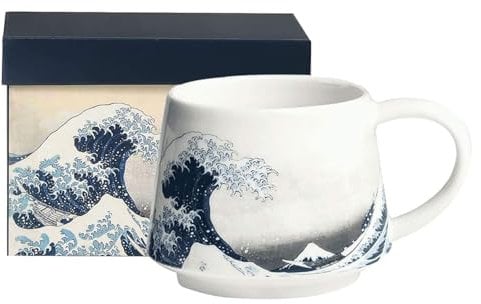 Topadorn Ceramic Mug Porcelain Coffee Cup The Great Wave Coffee Mug with Gift Box,13 oz.