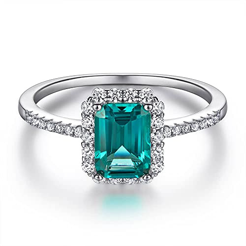 Funkelnder Damenring in 925 Sterling Silber mit Rubin und Smaragd Edelstein für Damen und Frauen I Ring Zirkonia Stein mit Profischliff Schmuck in Juweliersqualität (Green Emerald, 54)