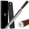 YOUSUNLONG Coltello per affettare Ultimate Sujihiki - Lama da 330 mm - Acciaio Damasco giapponese martellato - Manico in noce naturale con fodero in pelle e confezione regalo