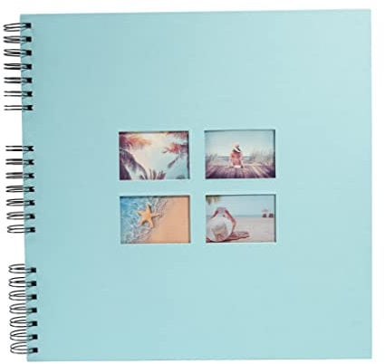 Exacompta 15114E MILANO Spiral-Fotoalbum 360 Fotos 60 schwarze Seiten Format 32 x 32 cm Einband aus grünem Papier mit Textileffekt Fenster zur individuellen Gestaltung FSC® zertifiziert