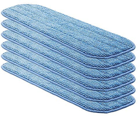 Replacement Washable Microfiber Absorbing Mop Head - Compatible with E-Cloth Deep Clean Mop Head, Wet & Dry Cleaning Cloth Refills for All Hard-Floor (Blue) 6Pack